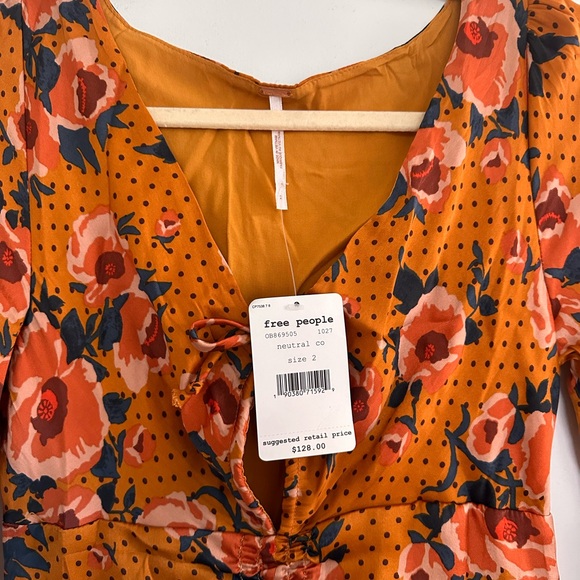 FREE PEOPLE YELLOW LONG SLEEVE MINI DRESS - Picture 6 of 7